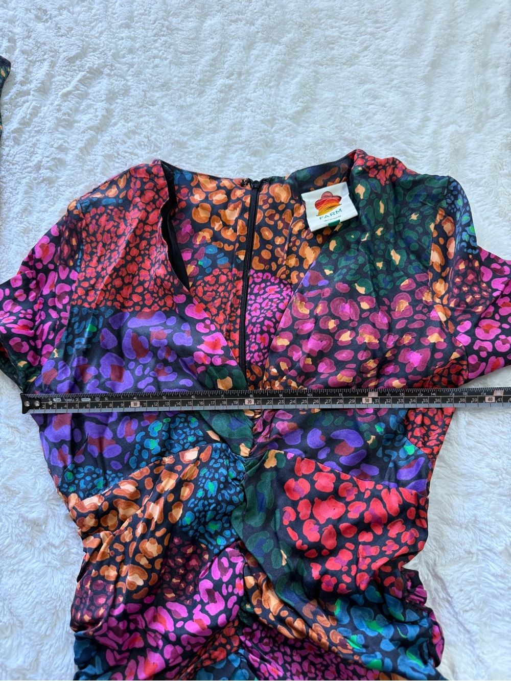FARM Rio Colorful Leopard Ruched Midi Dress XS - Picture 6 of 10